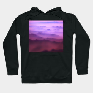 Misty Mountains - unearthly landscape with mountain peaks in pink and purple (airbrush style) Hoodie